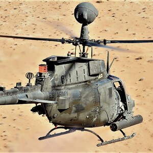 Framed 4&quot; X 6&quot; Print of a US Military Bell OH-58D - &quot;Kiowa Warrior&quot; Helicopter. Hang on a wall or display on a shelf or desk.