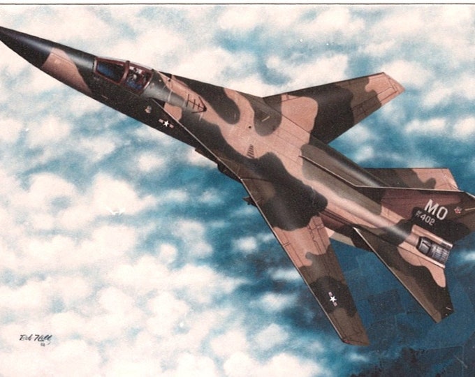 Framed 4" X 6" Print of a painting of a General Dynamics F-111 "Aardvark". Hang on a wall or display on a shelf or desk.