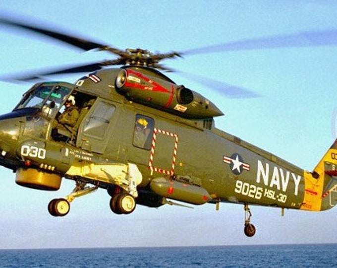 Framed 4" X 6" Print of a United States Navy Kaman SH-2 "Seasprite" Helicopter.  Hang on a wall or display on a shelf or desk.