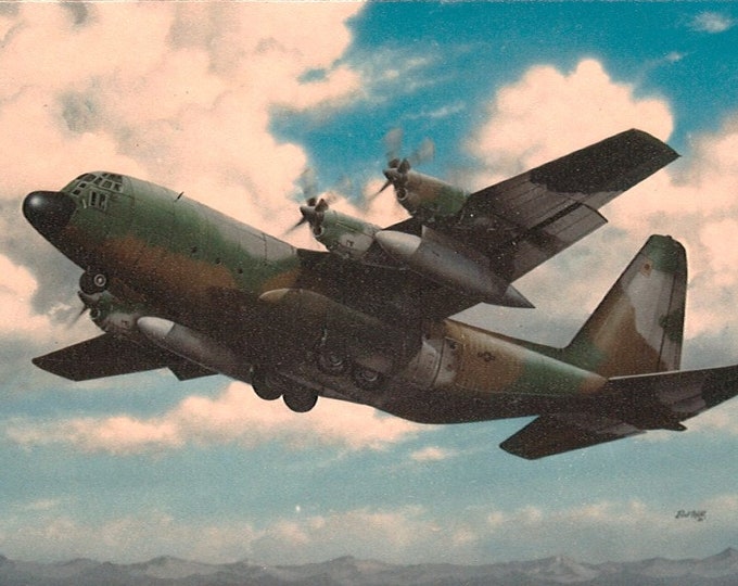 Framed 4" X 6" Print of a Lockheed C-130 "Hercules." Hang on a wall or display on a shelf or desk.