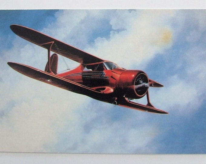 Framed 4" X 6" Painting of a 1936 Beech C-17 "Staggerwing".  Designed to hang on a wall or display on a shelf or desk.