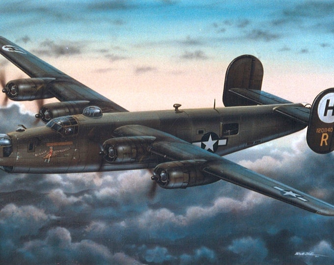 Framed 4" X 6" Print a Consolidated B-24J "Liberator". Hang on a wall or display on a shelf or desk.