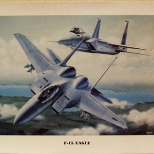 12&quot; X 16&quot; unframed print of two McDonnell Douglas F-15 Eagles in hot pursuit of their prey!