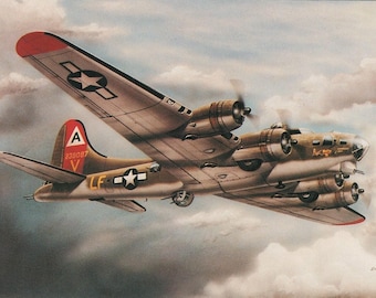 Framed 4" X 6" print of a B-17 Flying Fortress WWII Aircraft. Designed to hang on a wall or can be displayed on a shelf or desk.