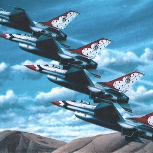 Framed 4&quot; X 6&quot; Print of a painting of the USAF &quot;Thunderbirds&quot;.  Designed to hang on a wall or can be displayed on a shelf or desk.