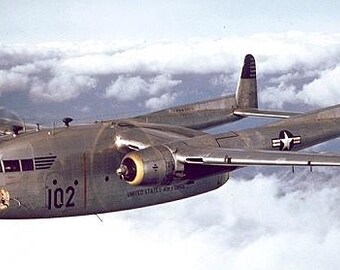 Framed 4"X6" Print of a Fairchild C-119 "Flying Boxcar." cargo transport.  Made to hang on a wall or display on a shelf or desk.