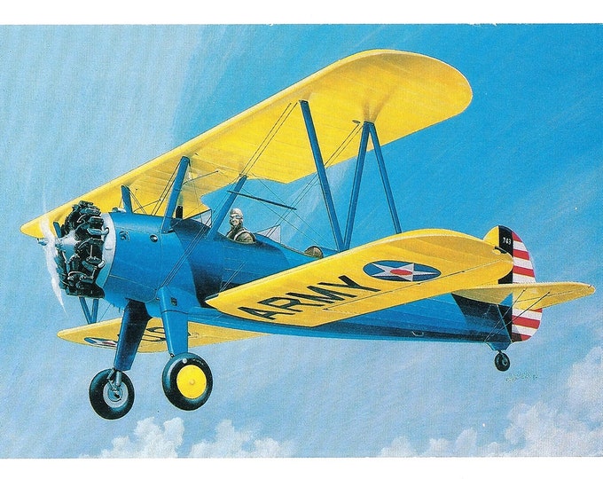 Framed 4" X 6" Painting of a Stearman PT-17 "Kaydet".  Designed to hang on a wall or display on a shelf or desk.