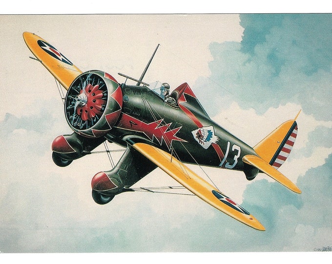 Framed 4" X 6" Painting of a Boeing P-26A "Peashooter". Designed to hang on a wall or display on a shelf or desk.