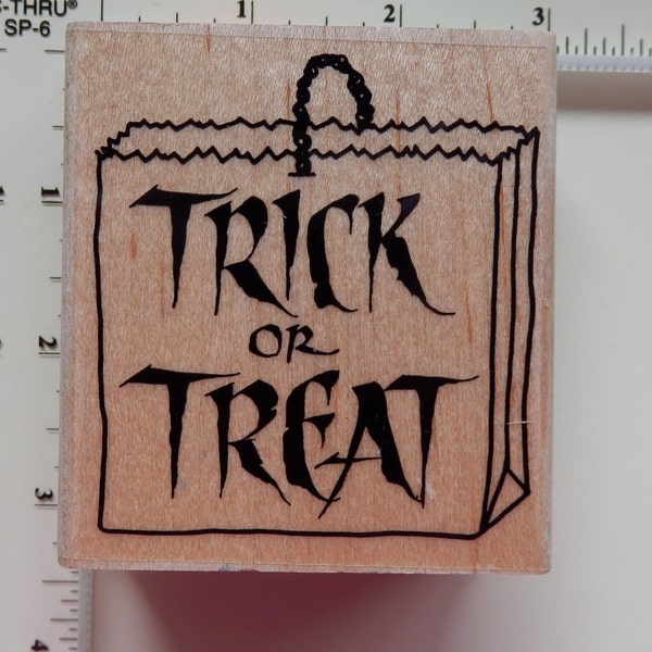 Trick or Treat - Candy Bag - Halloween Stamp - Happy Halloween - Rubber Stamp (1)