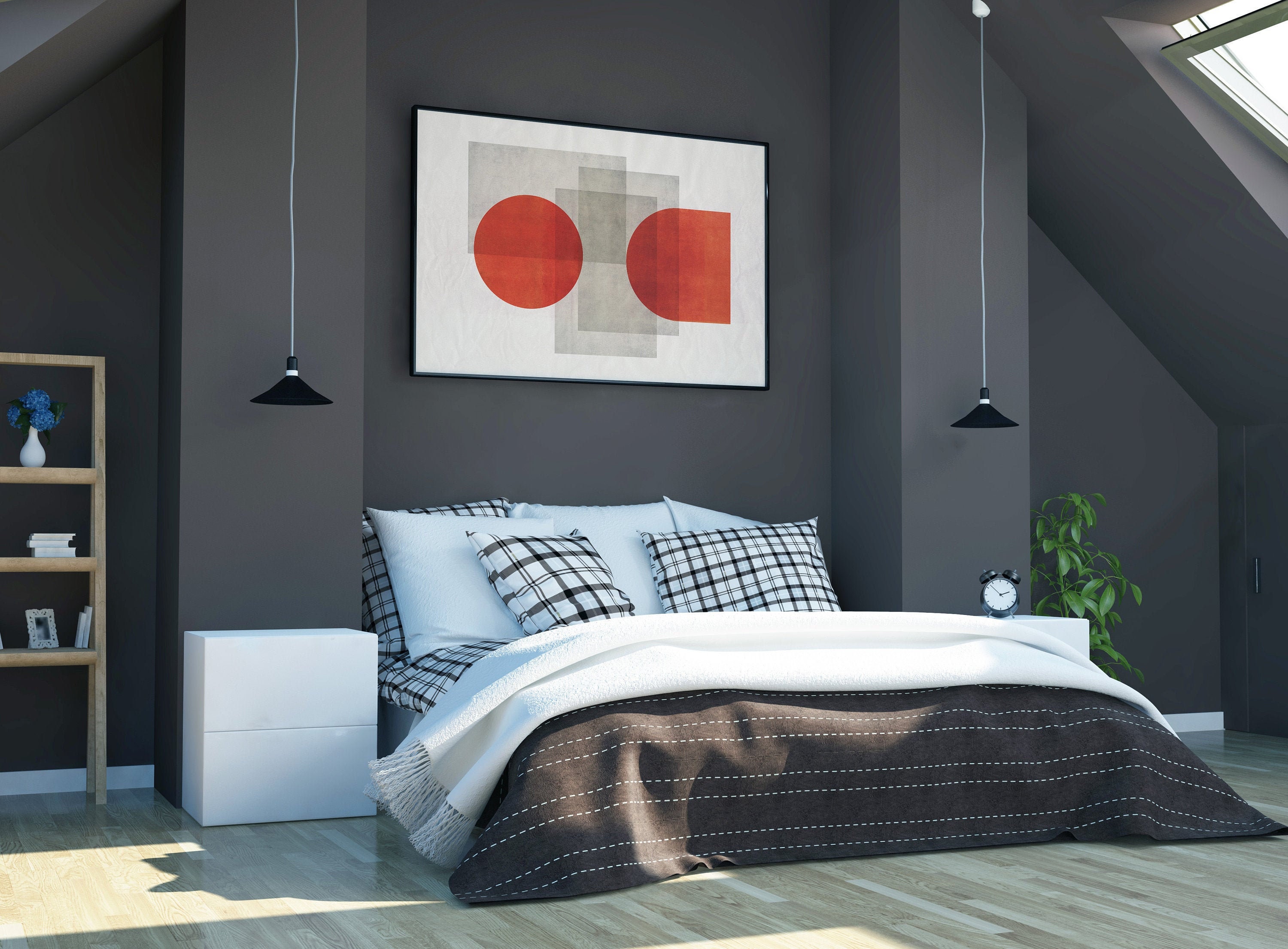 Burnt Orange and Grey Minimal Wall Art Decorative Modern Art Etsy