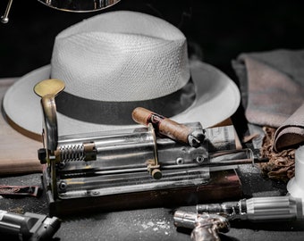 Cigar and White Panama Hat Photo Printed on Fine Art Paper or on Aluminum Metal, for Fine Art Wall or Tabletop Decor