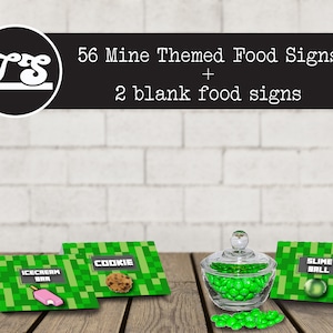 56 Mine Themed Birthday Food Signs | Instant Download