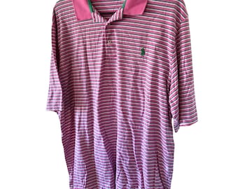 Stripped Ralph Lauren Polo Golf Large Pink Shirt Pima Cotton Y2K