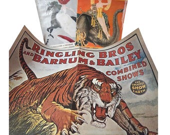 Vtg Lot Ringling Bros Barnum & Bailey Circus Poster Magazines Tiger