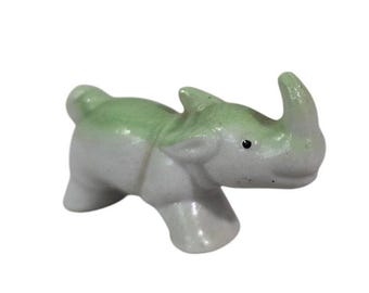 Vintage Ceramic Animal Figurine Japan Rhinoceros 1950’s Lime Green