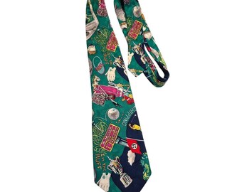 Nicole Miller Golf Tie Silk Green Novelty Necktie Golfer In The Ruff 1993 Mens