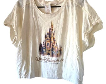 Disney Shirt 2XL White 50th Anniversary Cinderella Castle WDW Crop Shirt 2021