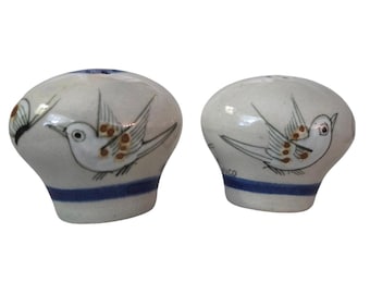 Vtg EKE Tonala Blue Bird Salt and Pepper Shaker Mexican Folk Art Blue