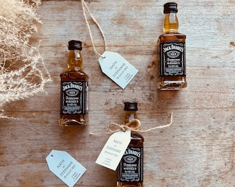 Mini bouteille de whiskey, étiquette personnalisée (COMMANDE MINIMUM 30)