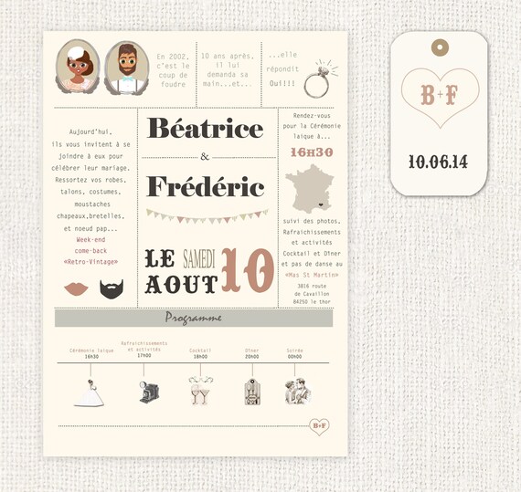 Retro Vintage Retro Theme Wedding Invitation Etsy