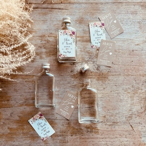 Mini empty shot bottle with personalized label for wedding, baptism (MINIMUM ORDER 20)