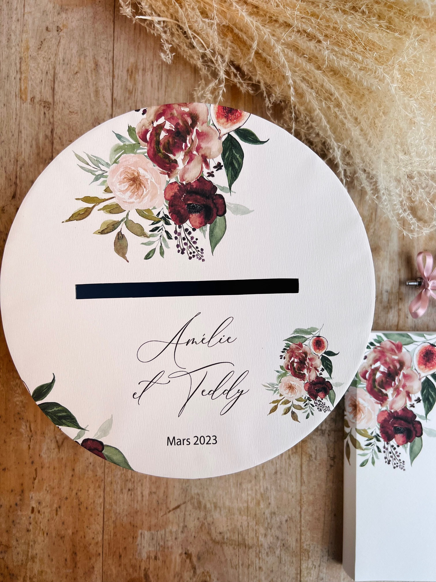 Urne à enveloppes ronde personnalisable pour votre cérémonie