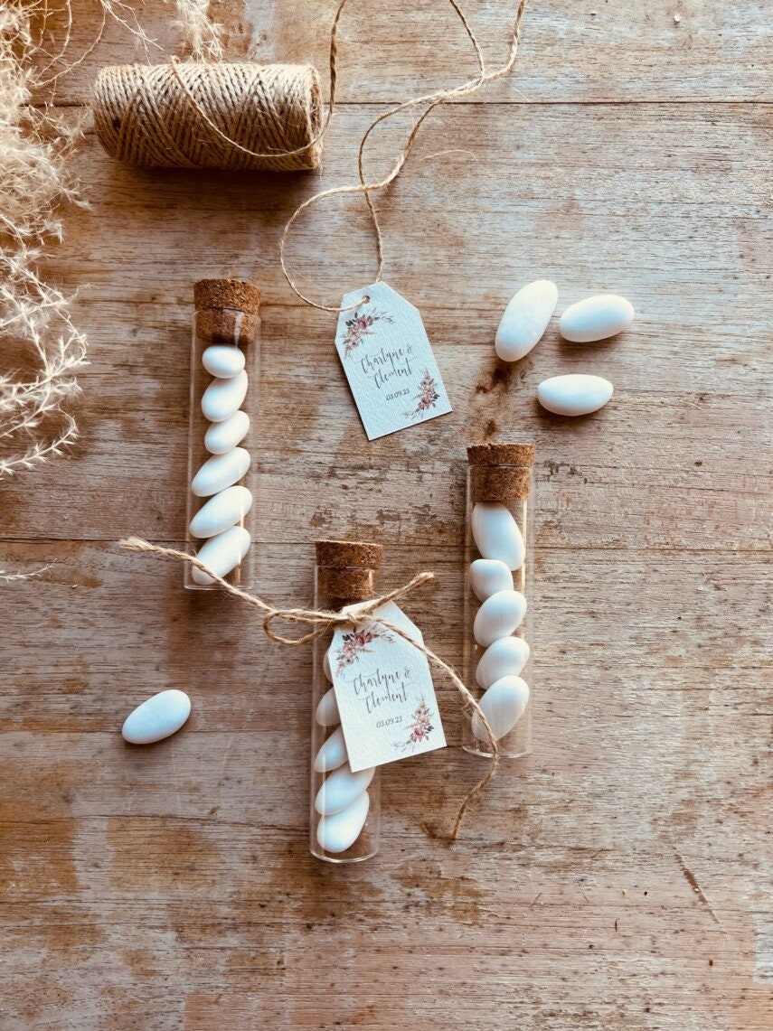 Verrines personnalisées à dragées pour mariages et baptêmes