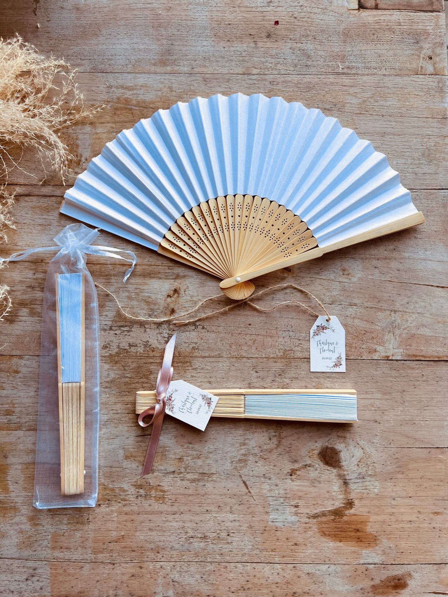 Eventail personnalisé pour mariage, baptême et communion – 20 pièces minimum