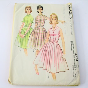 1961 McCalls Misses and Junior Dress with Choice of Three Bodices Pattern Size 13 PT1237
