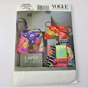 McCalls Vogue Accessories B Randle Designs One Size Handbags Pattern PT1294