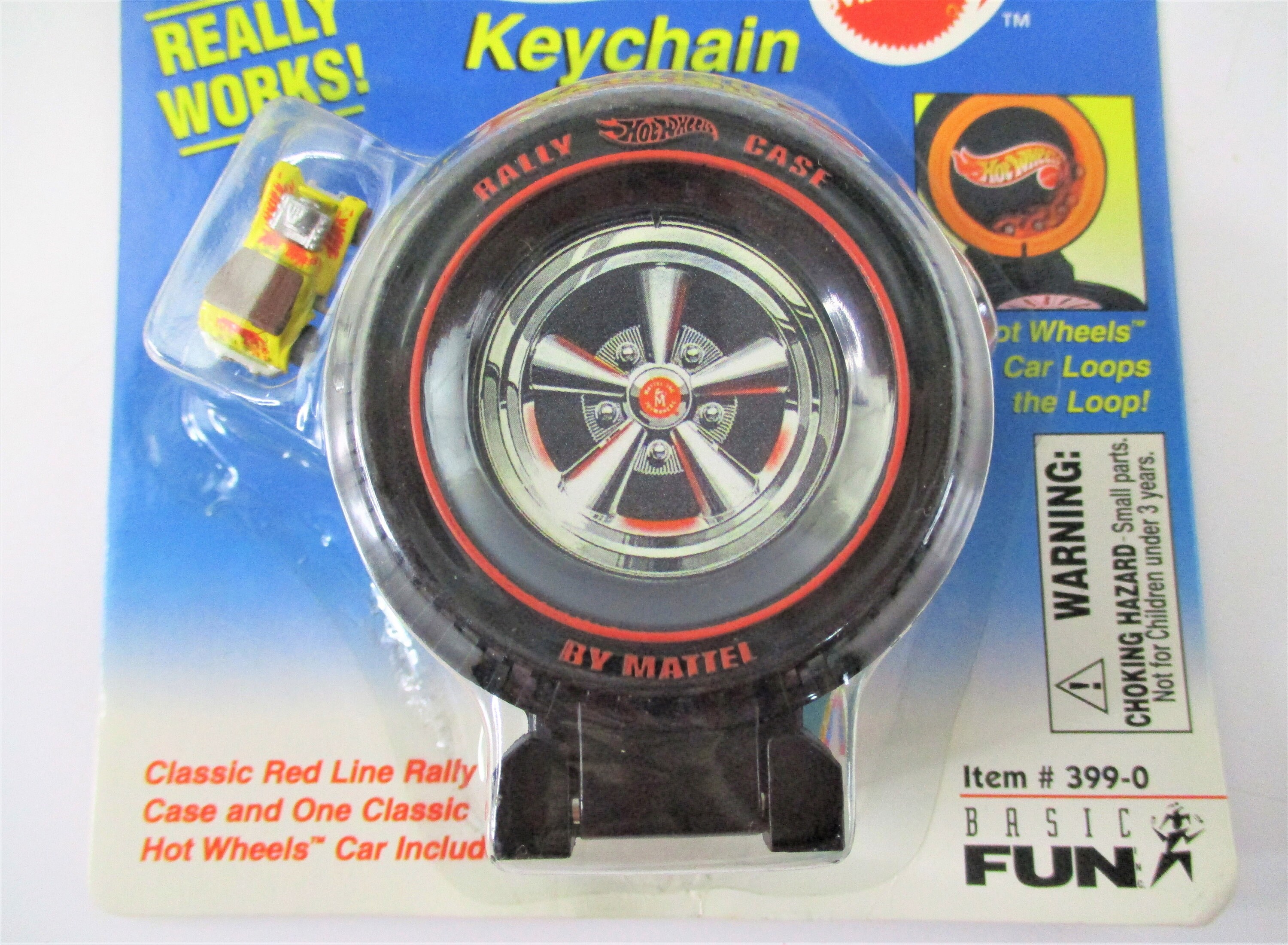 1999 Mattel Hot Wheels Keychain With Classic Red Line Rally Case and