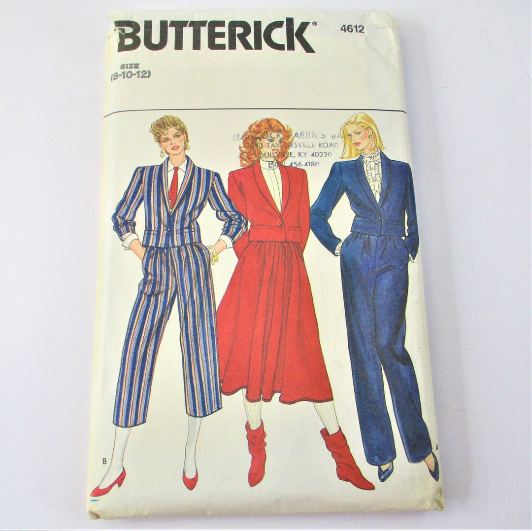Butterick Misses Jacket Skirt and Pants Pattern Size 8 10 12 PT1268 ...