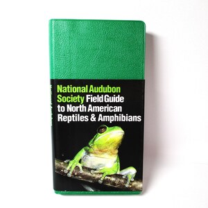 May include: A green hardcover field guide book with the title "National Audubon Society Field Guide to North American Reptiles & Amphibians". The cover features a green tree frog on a branch.