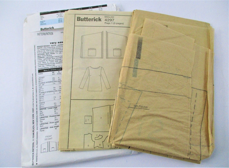Butterick Misses Jacket Top Skirt and Pants Sewing Pattern Size L and ...