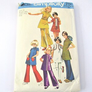 Simplicity Childs and Girls Mini Dress and Bell Bottom Pants Size 10 Pattern PT1332
