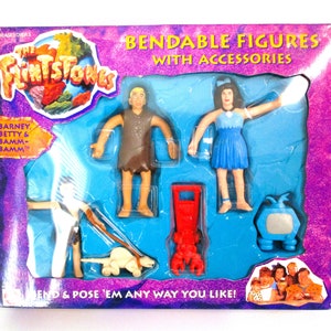 Mattel Flintstones Barney Betty and Bam Bam Bendable Figures TS2479