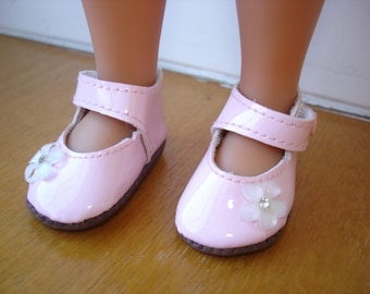 chaussures babies rose fleur strass blanche  pour poupée les chéries corolle paola reina amigas hearts 4 hearts doll 14"