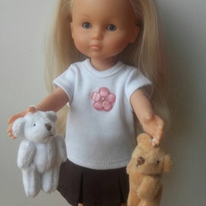 Teddy bear brown white pink ecru articulated 6cm doll accessory paola reina amigas ruby red fashion friends little darling Vestida de Azul