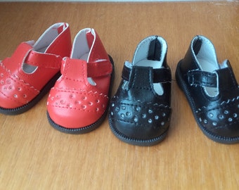 Chaussures noire rouge 5,5 cm x 3 cm corolle grand poupon bebe 36 cm adèle alice ambre louise leonie gaby lilly eloise