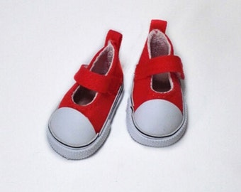 Chaussures basket rouge 1 bride pour poupée little darling Dianna Effner ruby red fashion friends siblies ellowyne gretta D'Nenes Mini maru