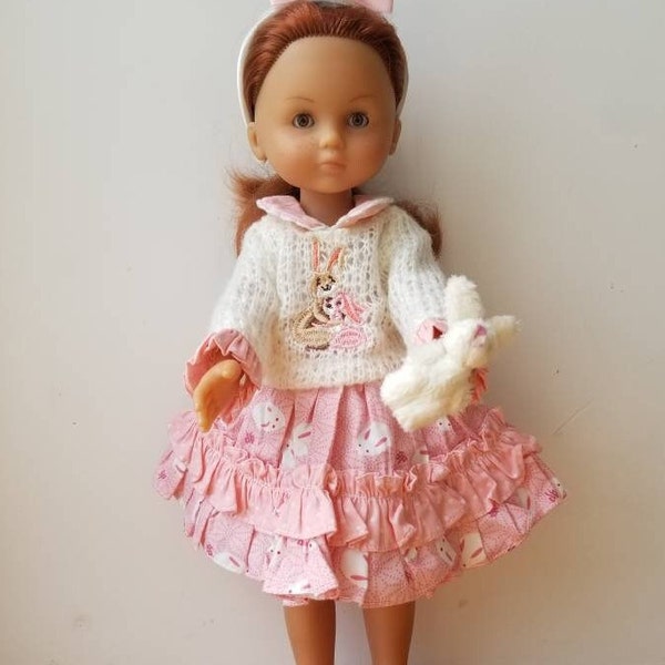 Vetement tenue robe rose lapin serre tete chaussure poupée les chéries corolle paola reina amigas hearts 4 hearts doll 14" mini maru