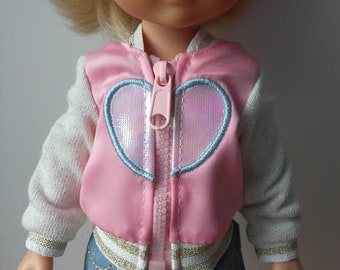 Vetement blouson veste teddy rose satin poupée les chéries corolle paola reina amigas little darling hearts for hearts fashion friends