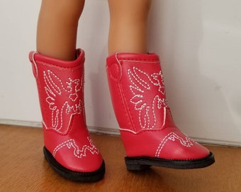 Chaussure 55mm bottes rouge cowboy poupée paola reina amigas les chéries corolle american girl wellie wishers doll hearts 4 hearts doll 14"