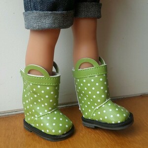 Green rain boots shoe polka dots doll les cheries corolle paola reina wellie wishers Ruby Red Fashion Friends glitter girl heart 4 heart