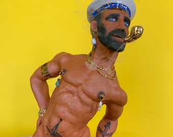 Original gay art | male sculpture | male figurine | man body statue | queer art | LGBTQ | gay interest gift | gay men | gay sailor