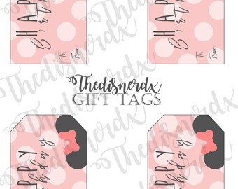 minnie mouse inspired birthday gift tags