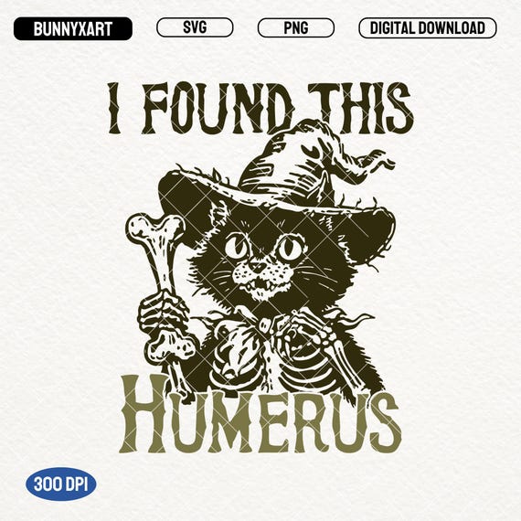 Funny Ghost Cat Halloween Design: Humerus Bone SVG PNG Israel