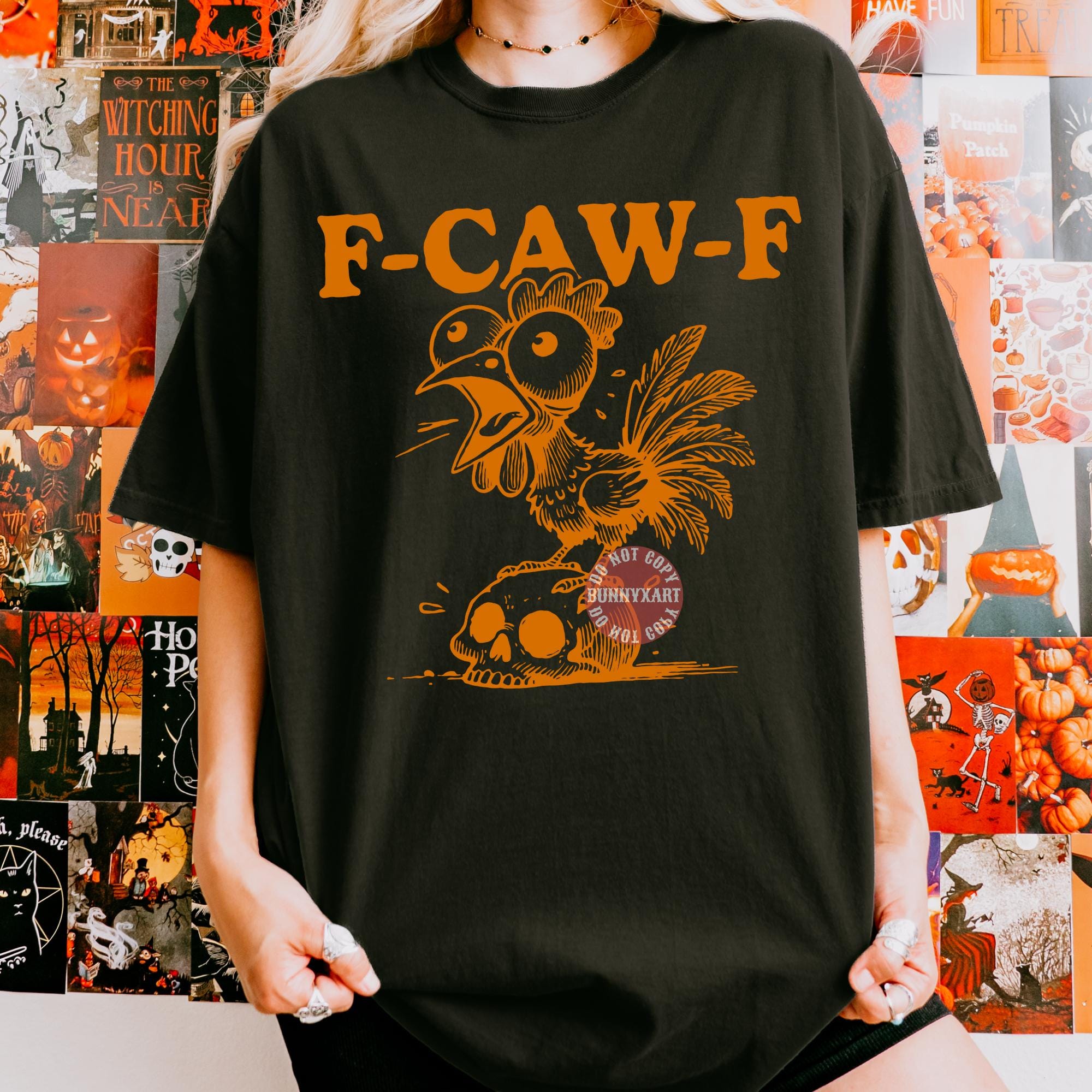 T-shirt uomo F-CAW-F divertente cartone animato pollo fattoria