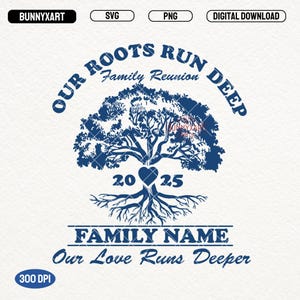 Family Reunion Tree 2025, SVG PNG, Our Root Run Deep But Our Love Run Deeper, Family Tree Roots Design for Shirt, Family Svg, Sublimation