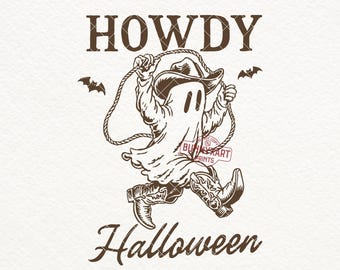 Howdy Halloween Ghost SVG: Cowboy-Western-Shirt-Design (PNG, Digital Download